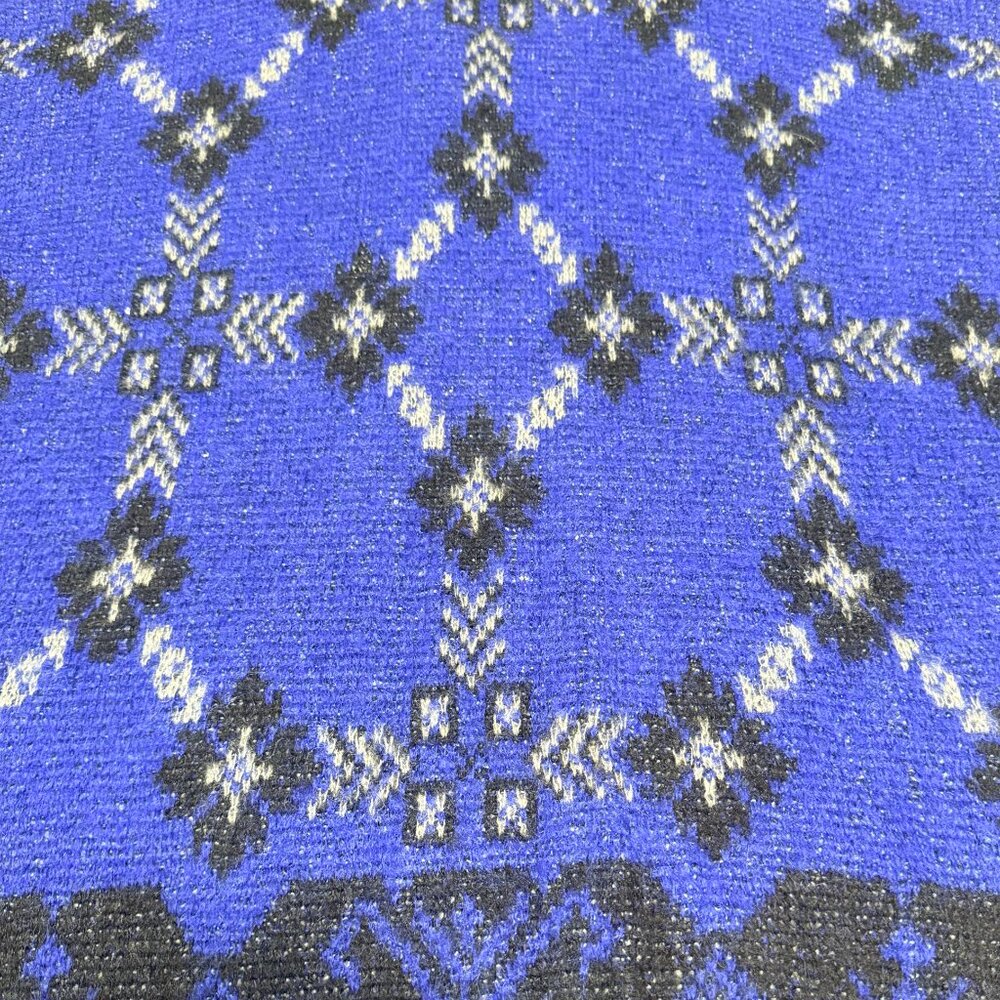 Vintage Benetton Italy Blue Nordic Mohair Blend Mockneck Sweater, Size L - Picture 4 of 10